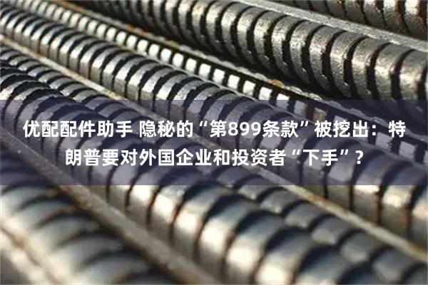 优配配件助手 隐秘的“第899条款”被挖出：特朗普要对外国企业和投资者“下手”？