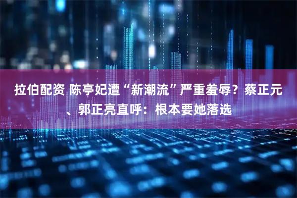 拉伯配资 陈亭妃遭“新潮流”严重羞辱？蔡正元、郭正亮直呼：根本要她落选